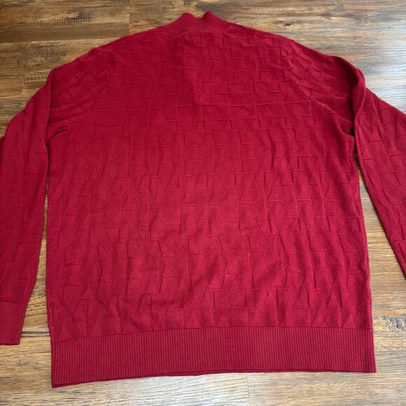 Shaquille O’Neal XLG red texture quarter zip pullover sweater 2XLT long sleeve - Picture 2 of 10
